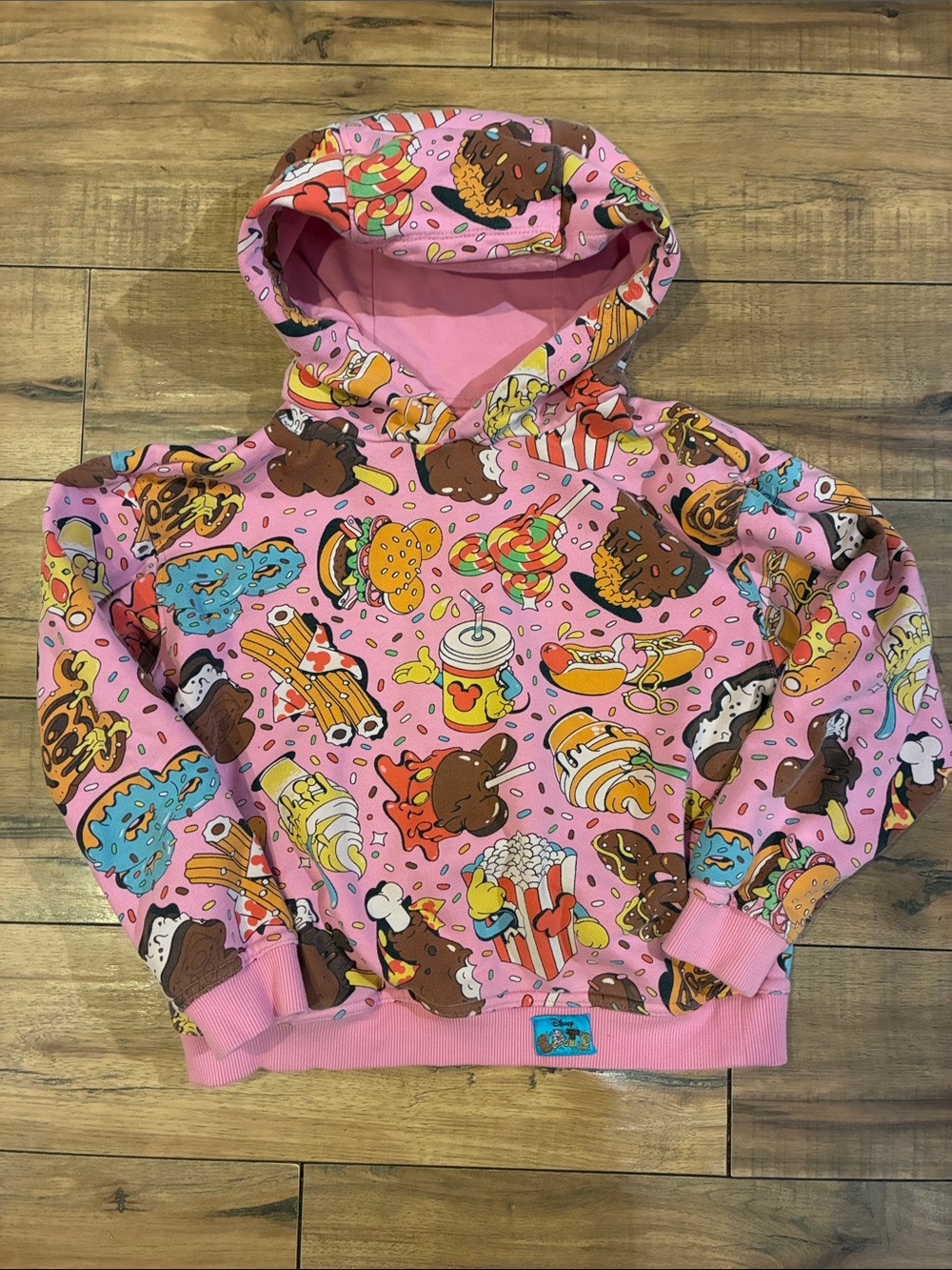 Disney Eats Pink Kids Hoodie with Colorful Sweets & Snacks Print